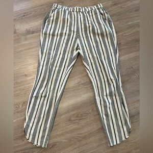 Striped Black and White Marine Layer linen blend pants